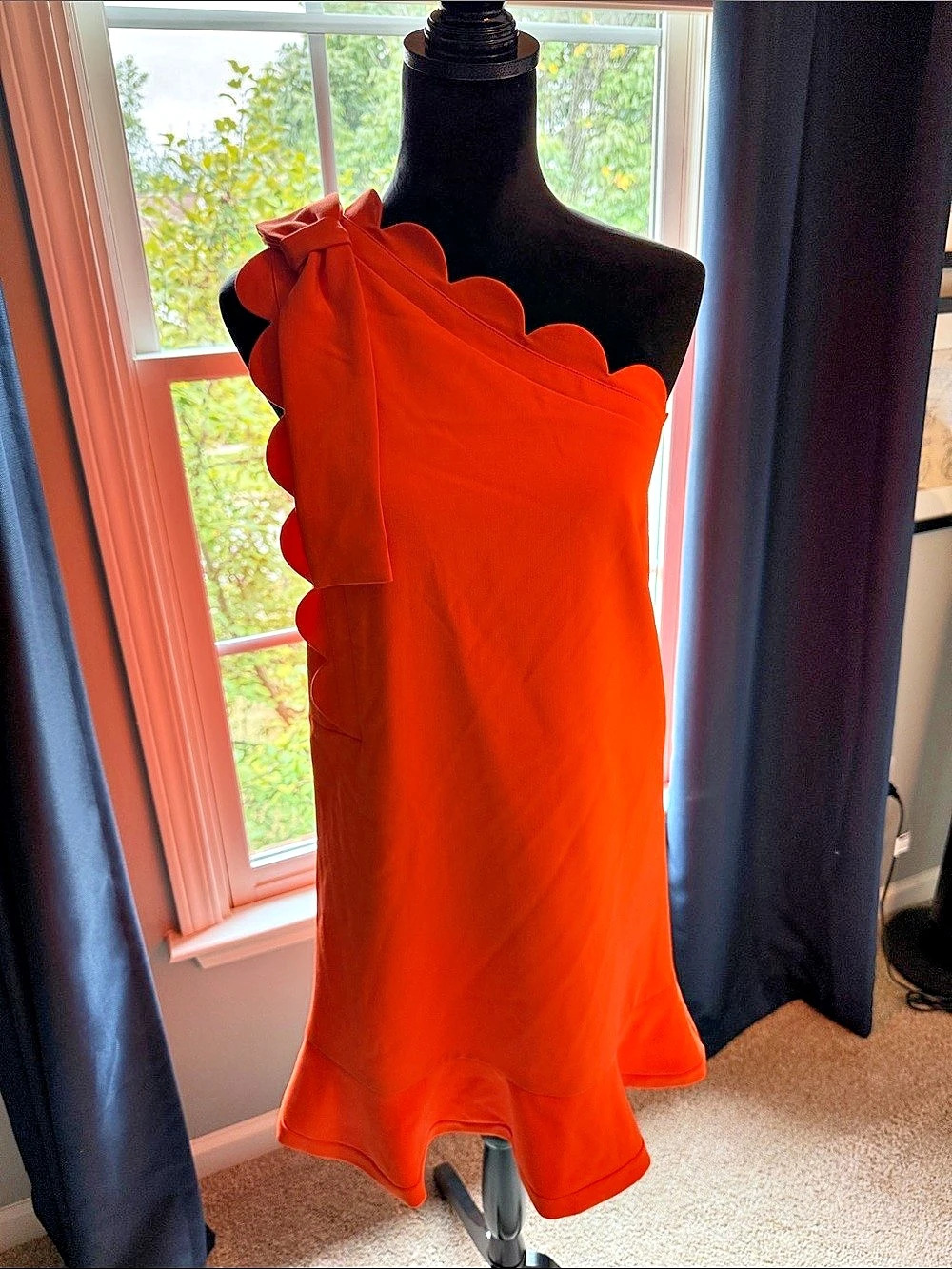 Victoria Beckham for Target Orange One Shoulder Dress with Bow and Scallop Trim